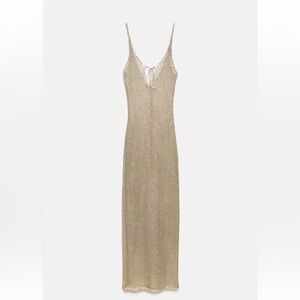 Metallic Mesh Midi Dress